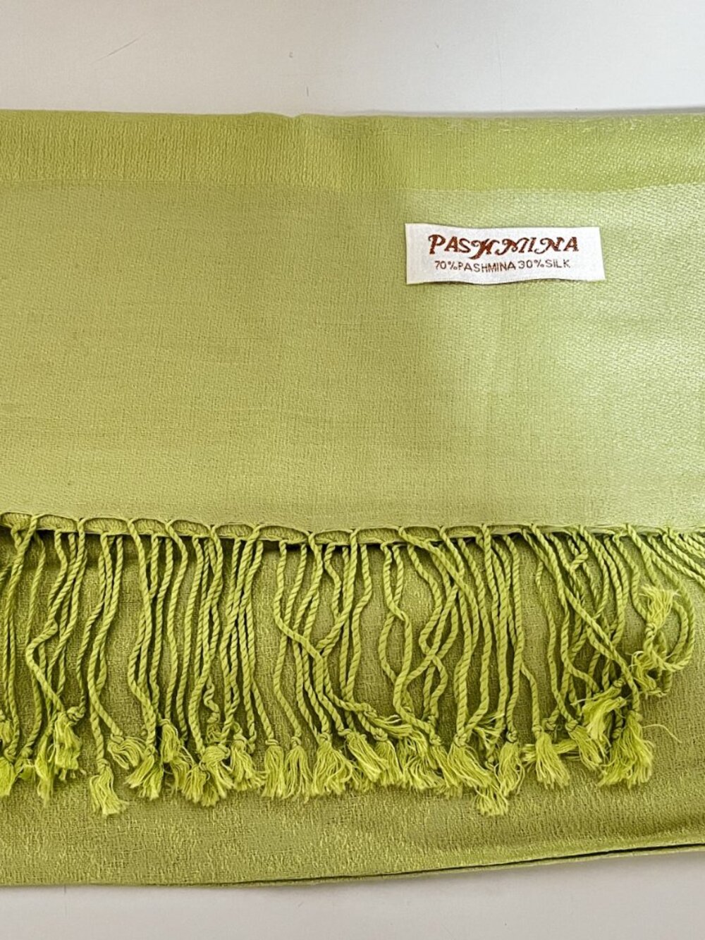 WOMEN'S 70%pashmina30%silk PASHMINA paisley/lime color WRAP/SHAWL 60"x27"-NEW